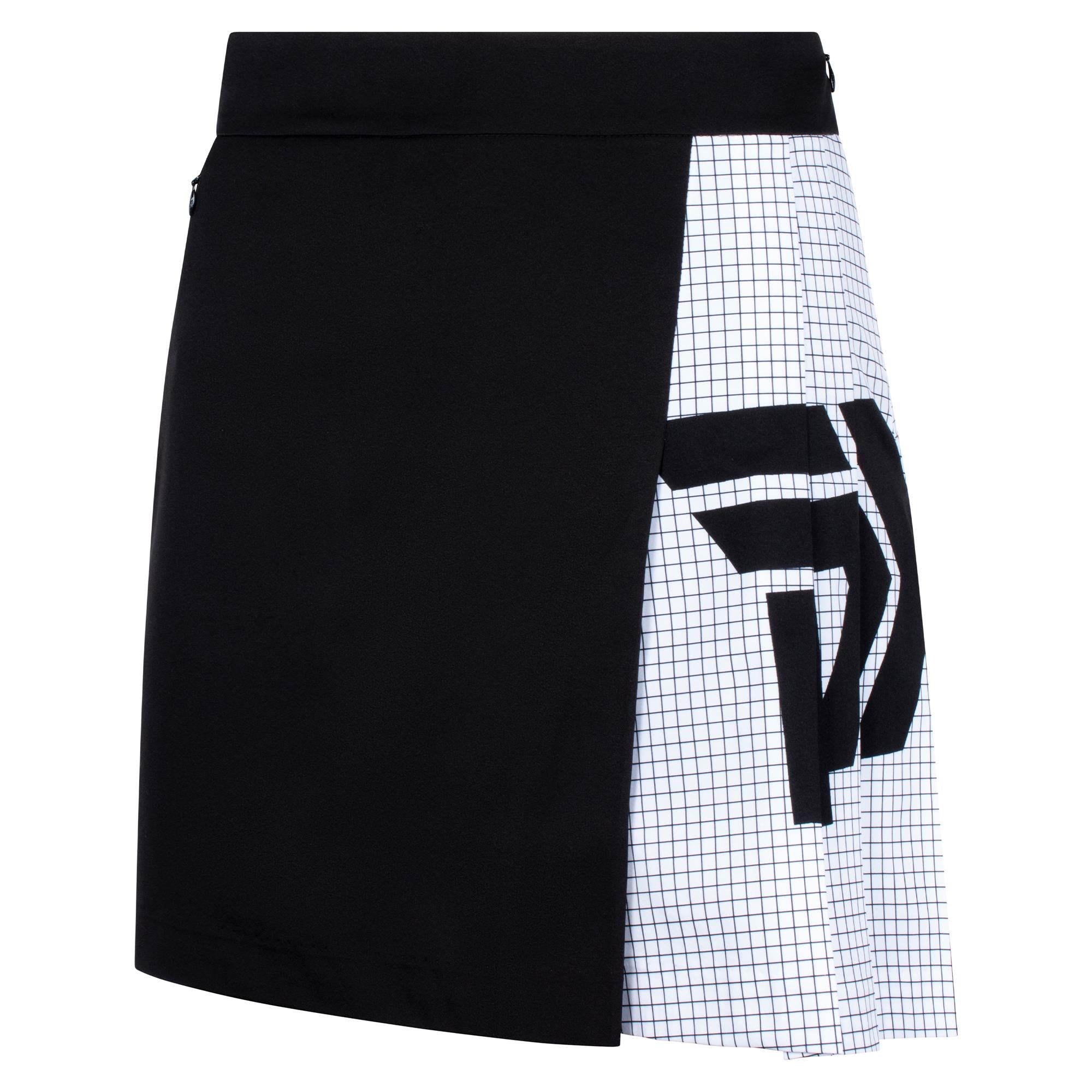 PXG Big Logo Pleated Ladies Golf Skirt in Black – Front View